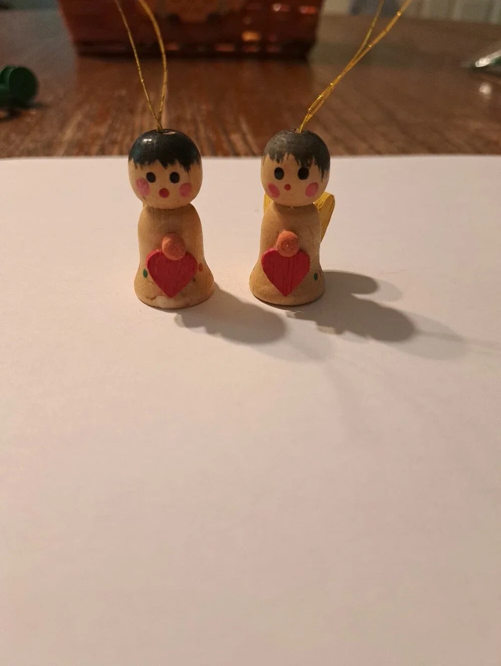 Vintage Wood Christmas Ornaments Lot 6 Hand Painted Wooden Rustic Farmhouse